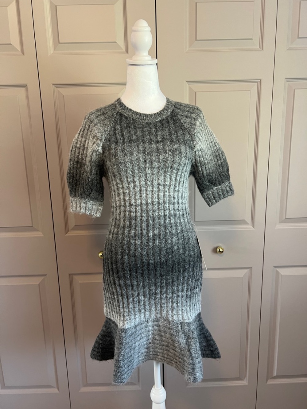 En Saison Gray Ombre Ribbed Knit Mini Dress